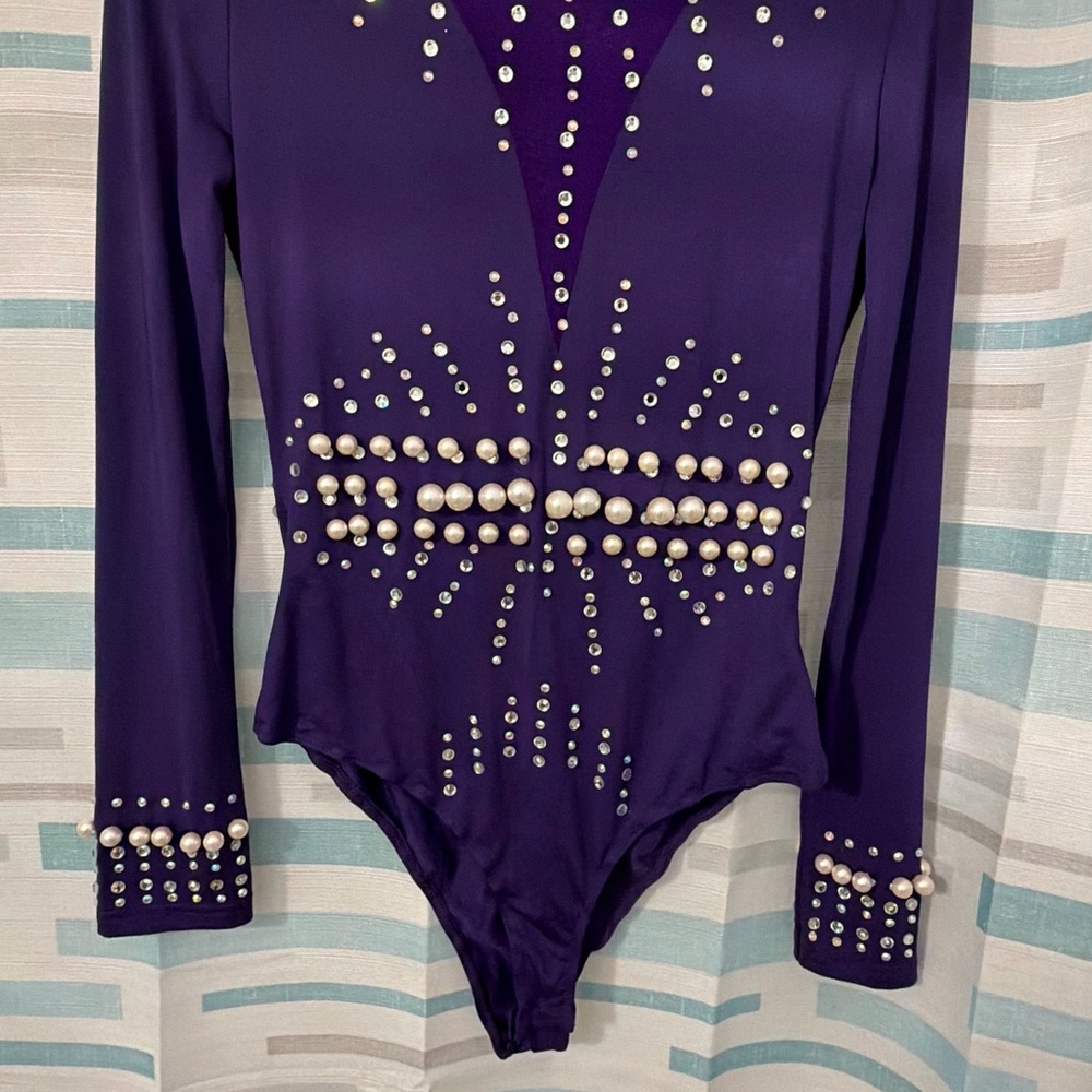 Purple Bejeweled women One Piece bodysuit
